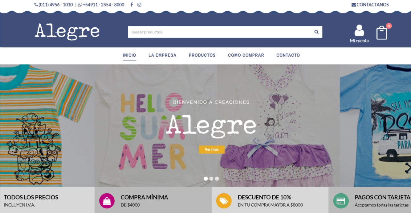 Página web Creaciones Alegre